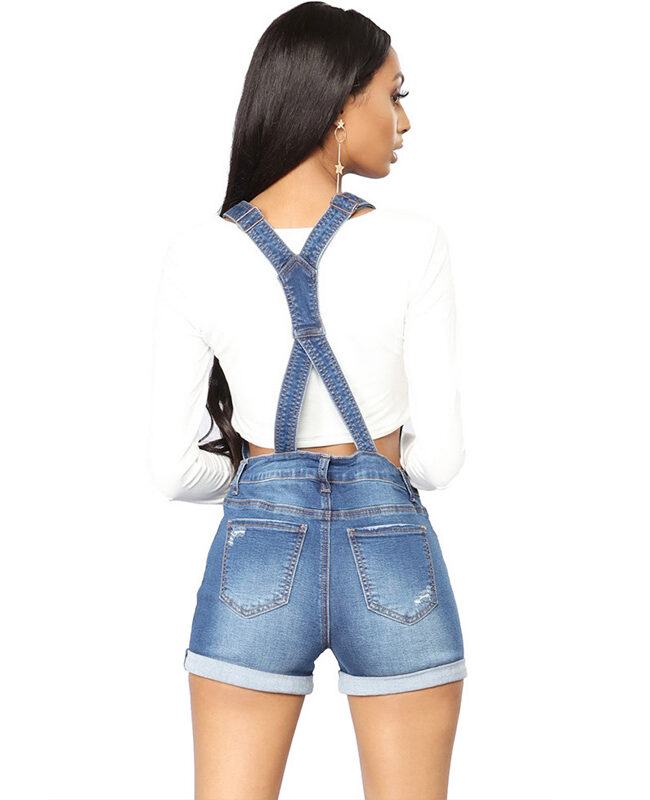 The Isaline Denim Suspenders Pants Detail – La Rose Couture Trousers & Skirts