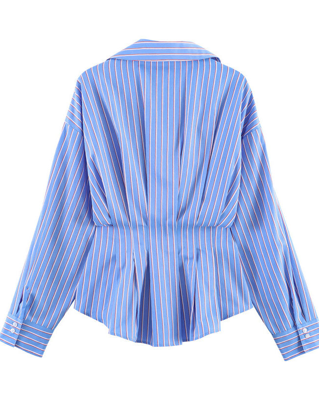 The Tatiana Loose Pleated Striped Shirt Detail – La Rose Couture Dresses & Gowns