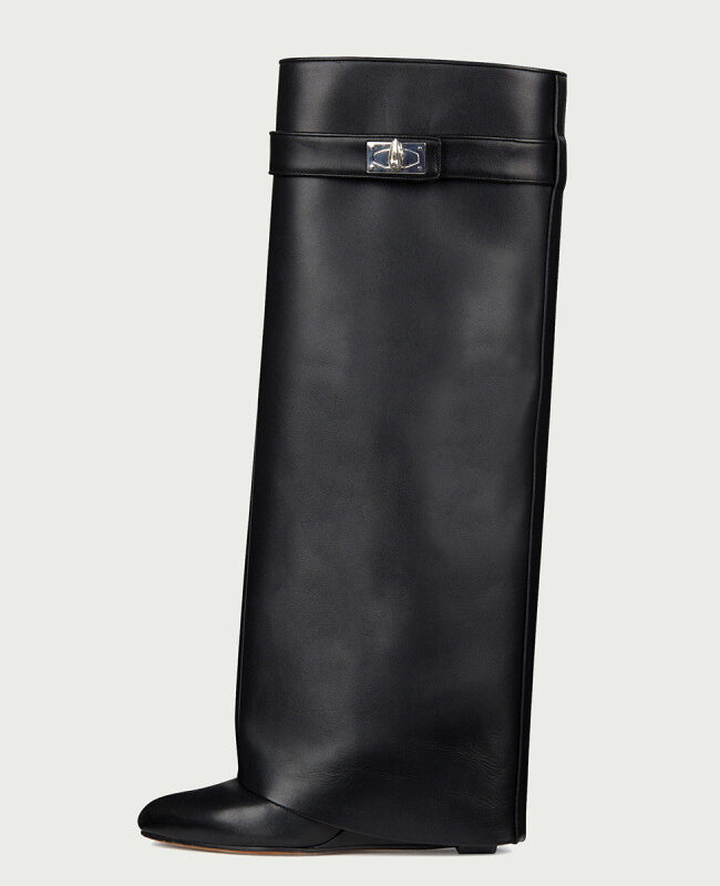 The Yvette Shark Buckle Mid Length Boots Detail – La Rose Couture Shoes & Footwear