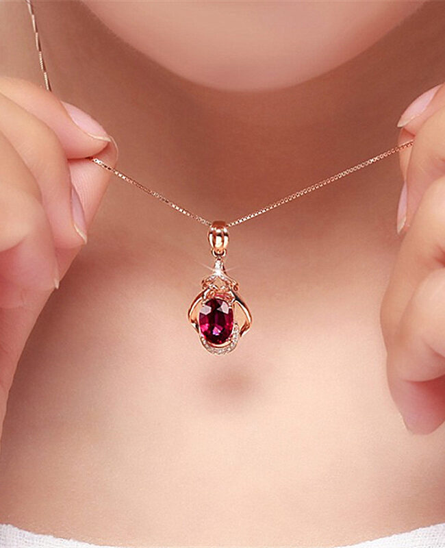 The Hermione Rose Gold Plated Red Tourmaline Water Drop Gemstone Pendant Necklace with Chain Detail – La Rose Couture Jewellery & Accessories
