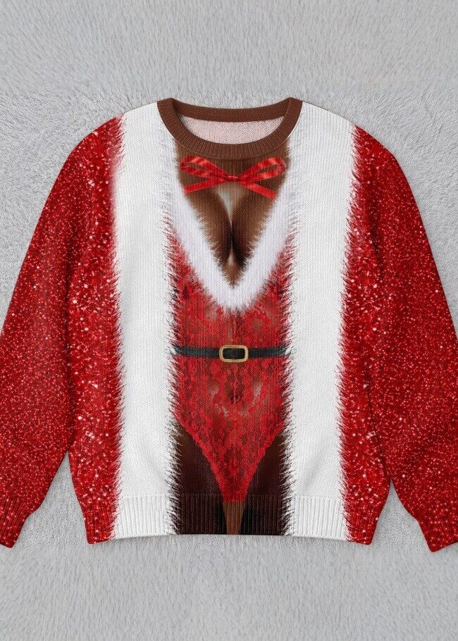 The Valentine 3d Printed Christmas Sweater Pullover Fleece Knit Top Detail – La Rose Couture Tops & Blouses