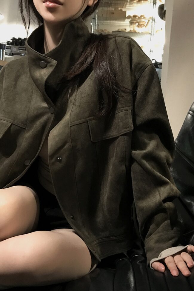 The Juliette Stand Collar Loose Jacket Short Coat Detail – La Rose Couture Coats & Jackets