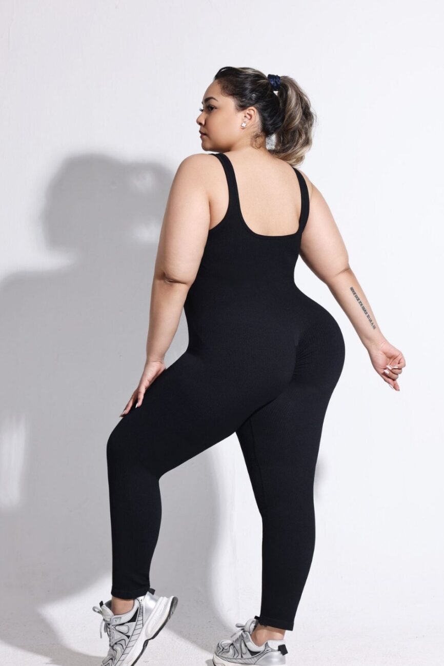 Plus Size Backless Thick Ribbed Jumpsuit Detail – La Rose Couture Dresses & Gowns