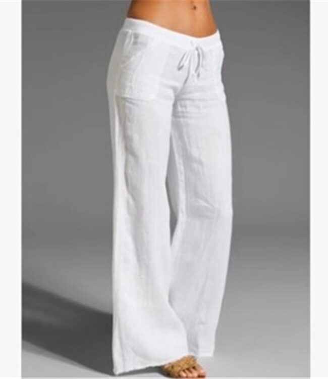 The Alix High Waisted Wide Leg Pants Cotton Linen Casual Trousers – La Rose Couture Trousers & Skirts