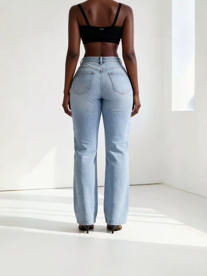 Womens High Waist Straight Leg Jeans - Image 3