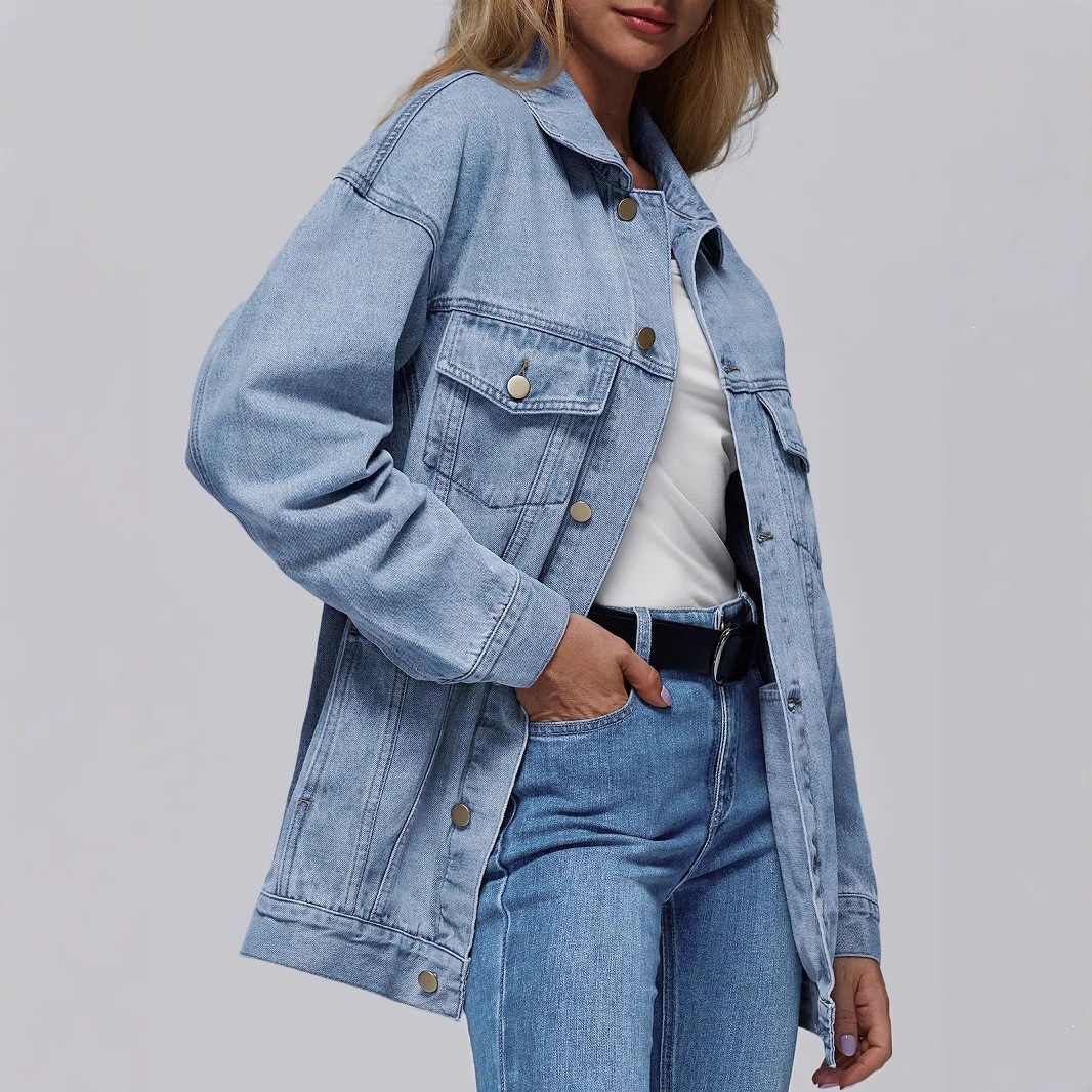 Women's Denim Button Front Jacket - Image 2