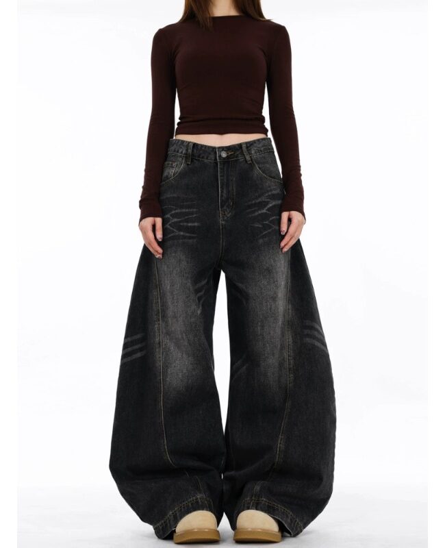 The Solene Distressed Relaxed Fit Wide Leg Denim Jeans – La Rose Couture Trousers & Skirts