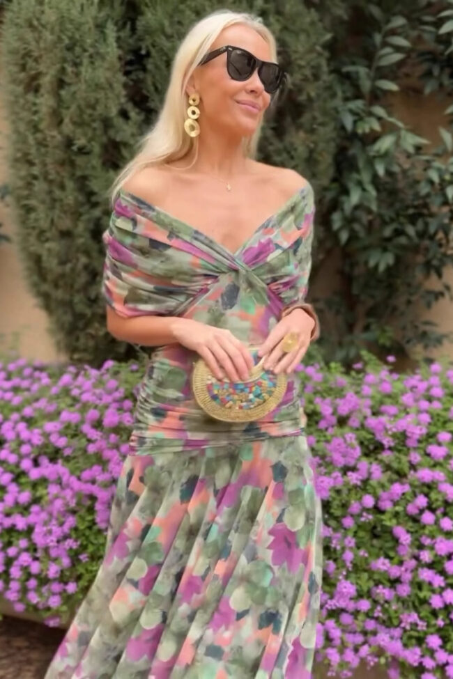 The Angele Floral Print Mesh Dress – La Rose Couture Dresses & Gowns