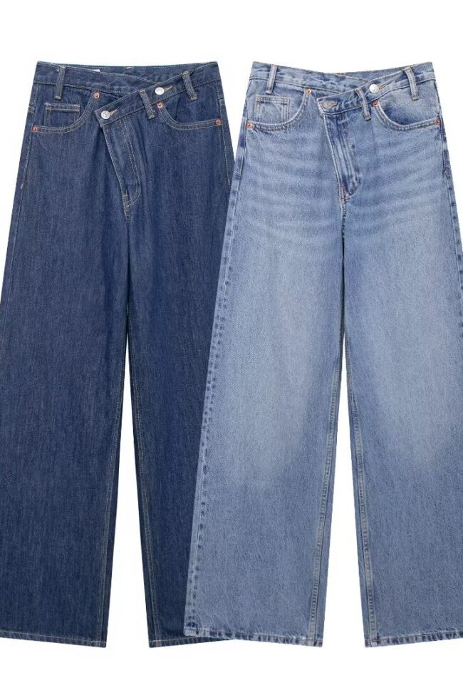 The Angele High Waist Wide Leg Denim Pants Detail – La Rose Couture Trousers & Skirts