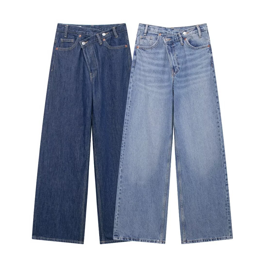 Womens High Waist Wide Leg Denim Pants - Image 4