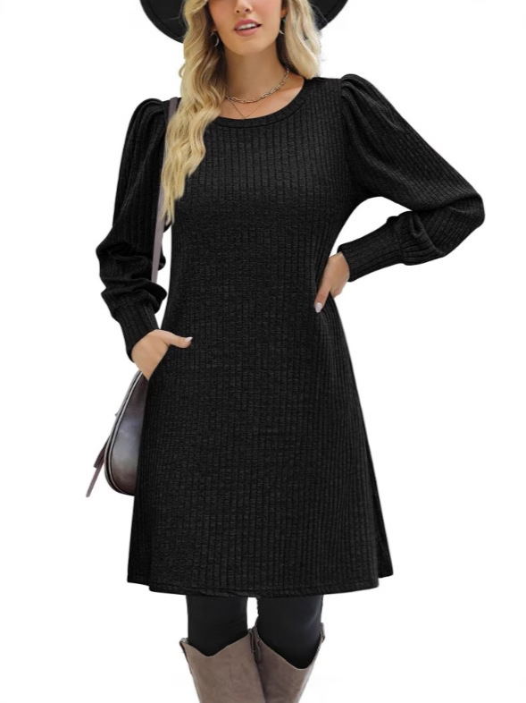 Womens Knitted Puff Sleeve Long Sleeve - Image 5