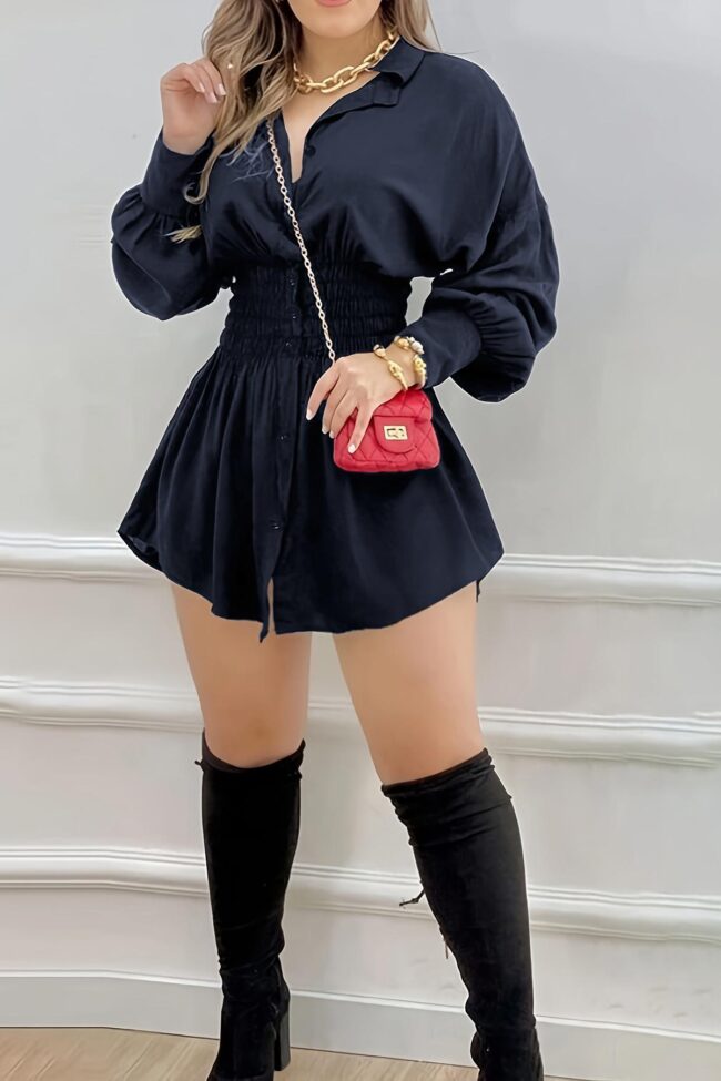 The Maelys Pleated Shirt Dress Long Sleeve Detail – La Rose Couture Dresses & Gowns