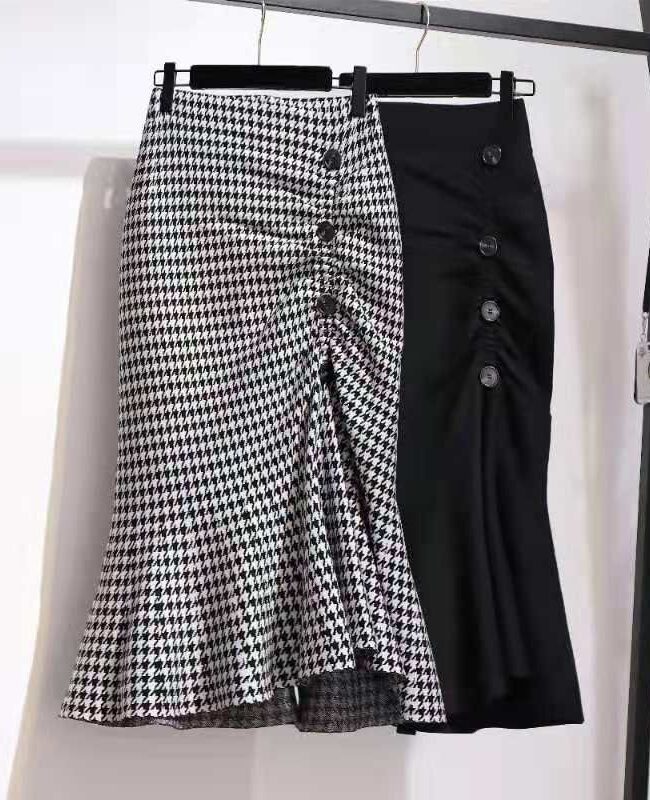The Salome Pencil Skirt Midi Length Plaid Fishtail – La Rose Couture Trousers & Skirts