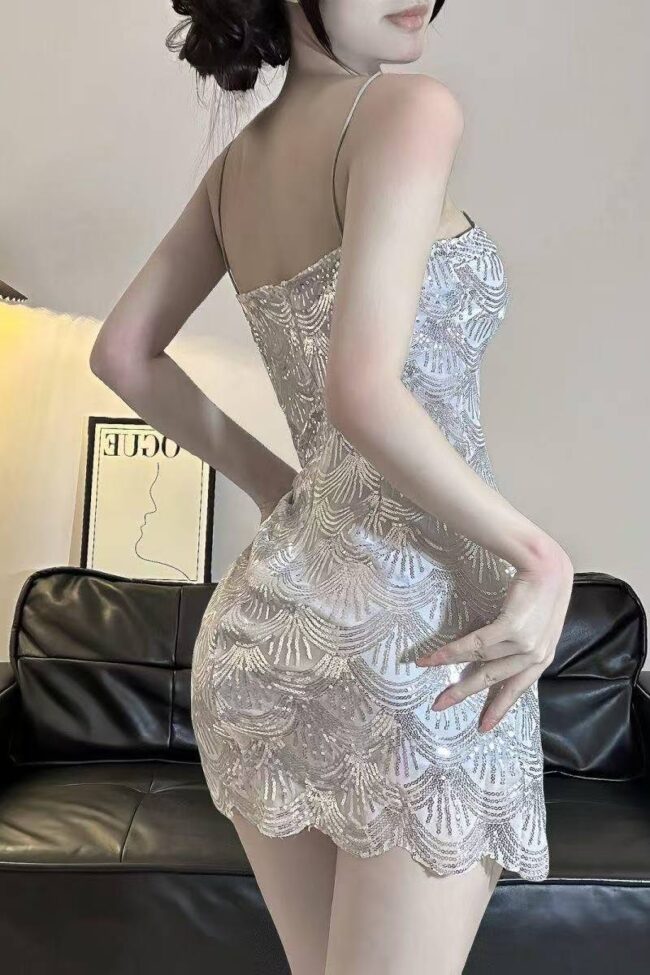 The Tatiana Sequined One Shoulder Suspender Dress Detail – La Rose Couture Dresses & Gowns