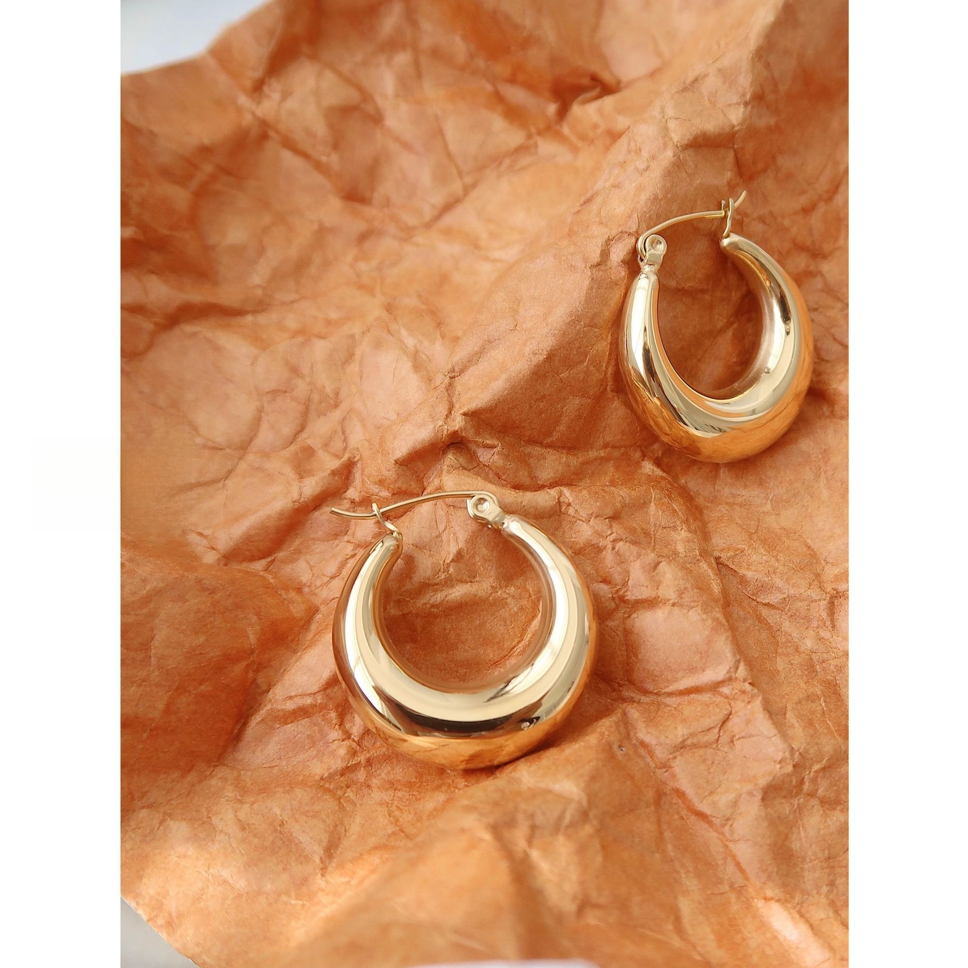 Women's Hollow Circle Titanium Steel Earrings Minimalist Geometric Lightweight Jewelry