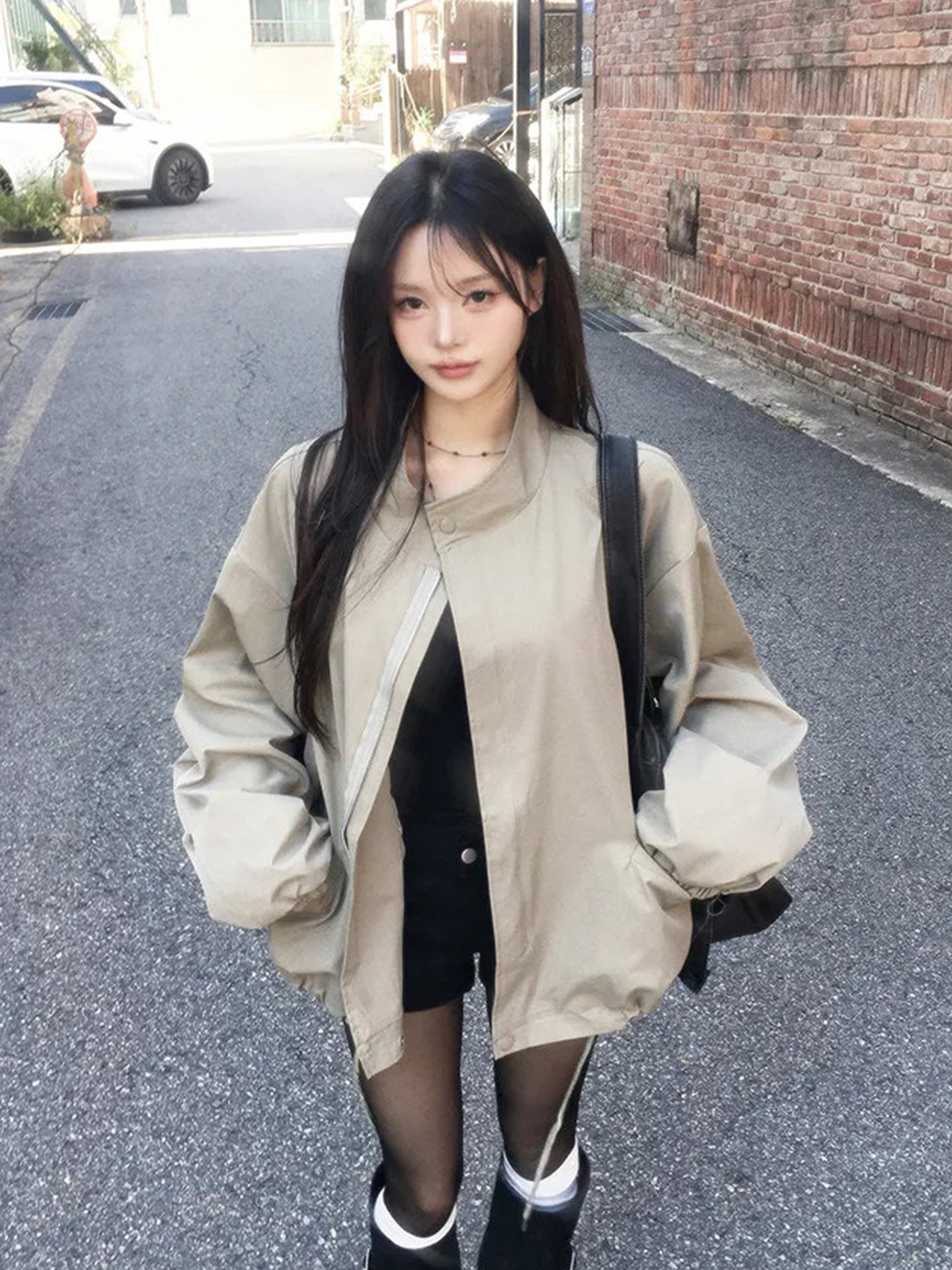 Women's Retro Stand Collar Short Trench Coat Jacket - Image 4