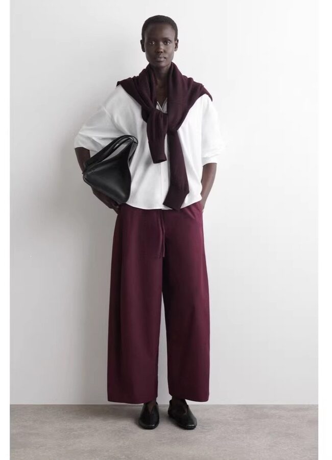 The Florine Casual Wide Leg Drawstring Pants Detail – La Rose Couture Trousers & Skirts