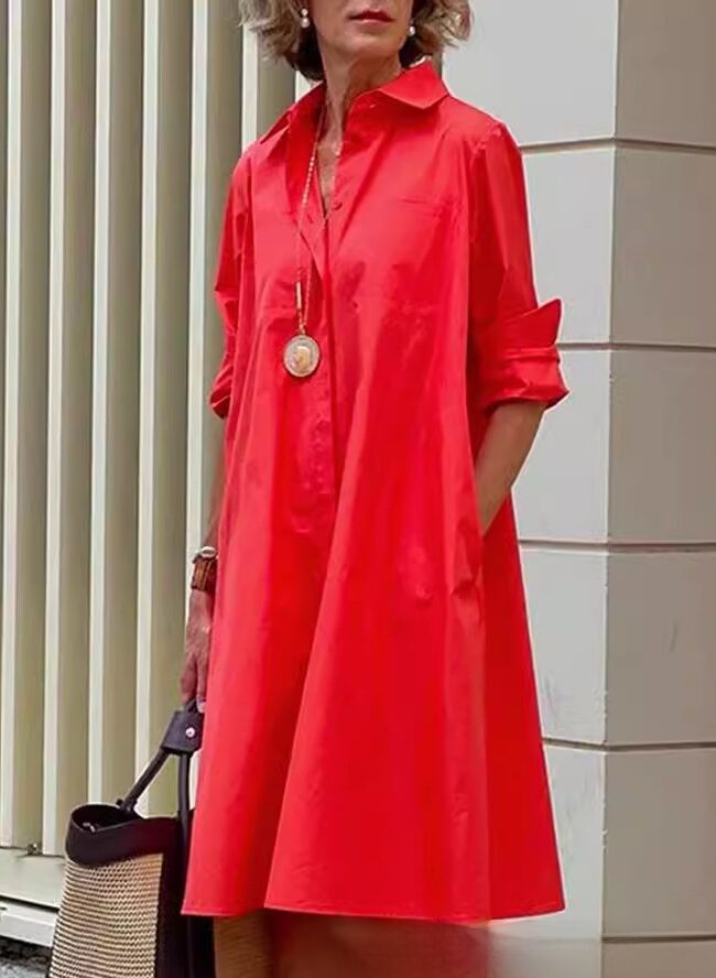 The Elodie Loose Cotton Linen Plain Dress Bell Sleeve – La Rose Couture Dresses & Gowns