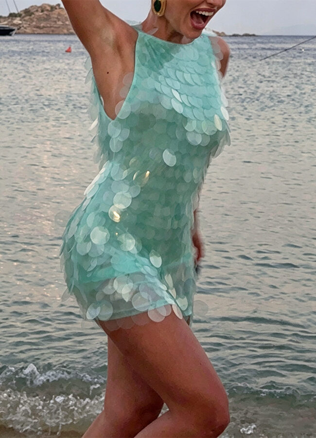 The Garance Sequined Sleeveless Bodycon Dress Detail – La Rose Couture Dresses & Gowns