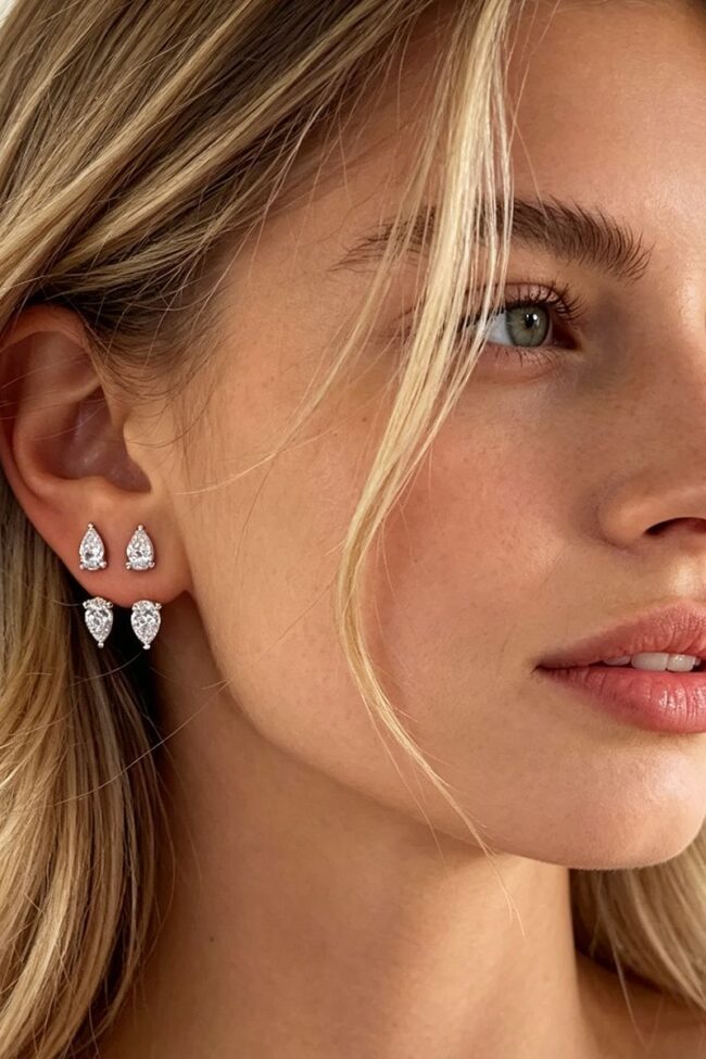 The Nadege Geometric Water Drop Zircon Earrings Detail – La Rose Couture Jewellery & Accessories