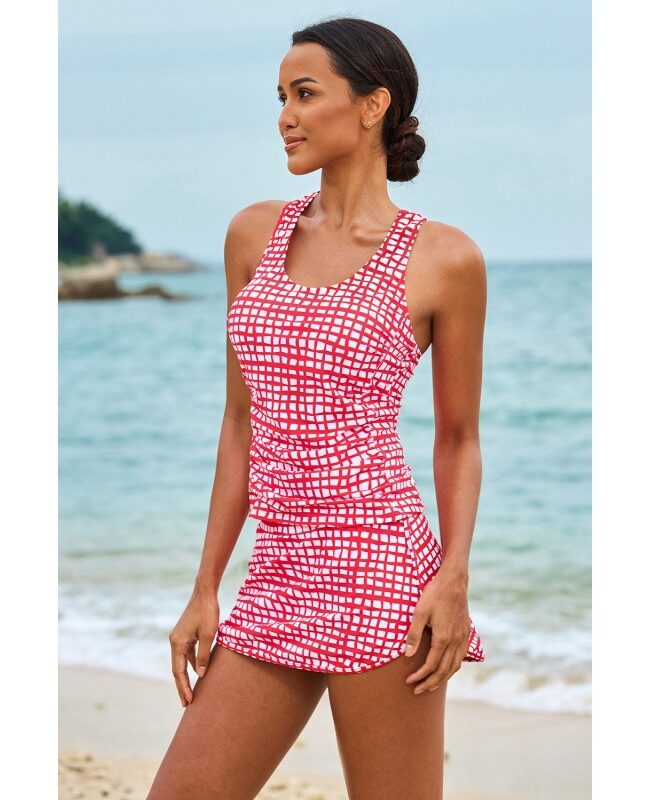 The Eleonore Plaid Suspender Skirt Swimsuit Set Detail – La Rose Couture Trousers & Skirts
