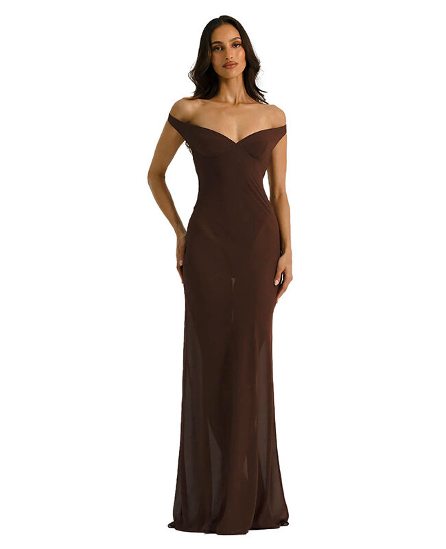The Mathilde Elegant Off Shoulder Patchwork Dress Detail – La Rose Couture Dresses & Gowns