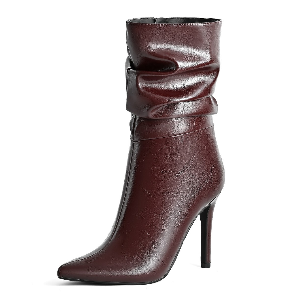 Pointed-toe, low-heeled, high-heeled short boots - Image 2