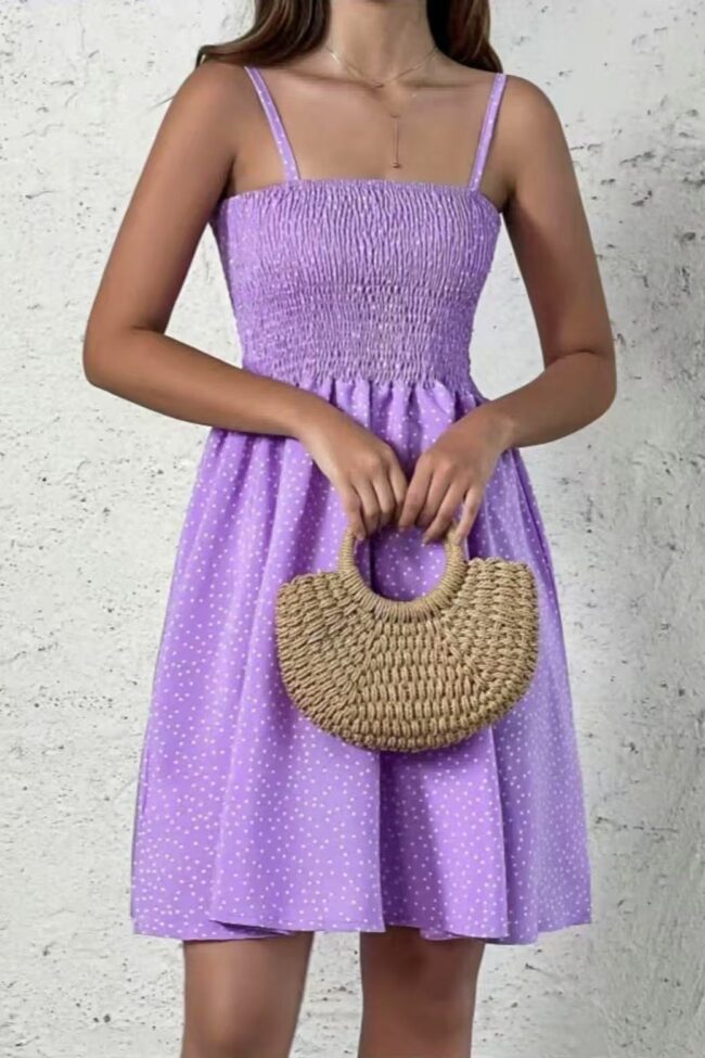The Cassandre Dot Patterned Slingback Mini Dress Detail – La Rose Couture Dresses & Gowns