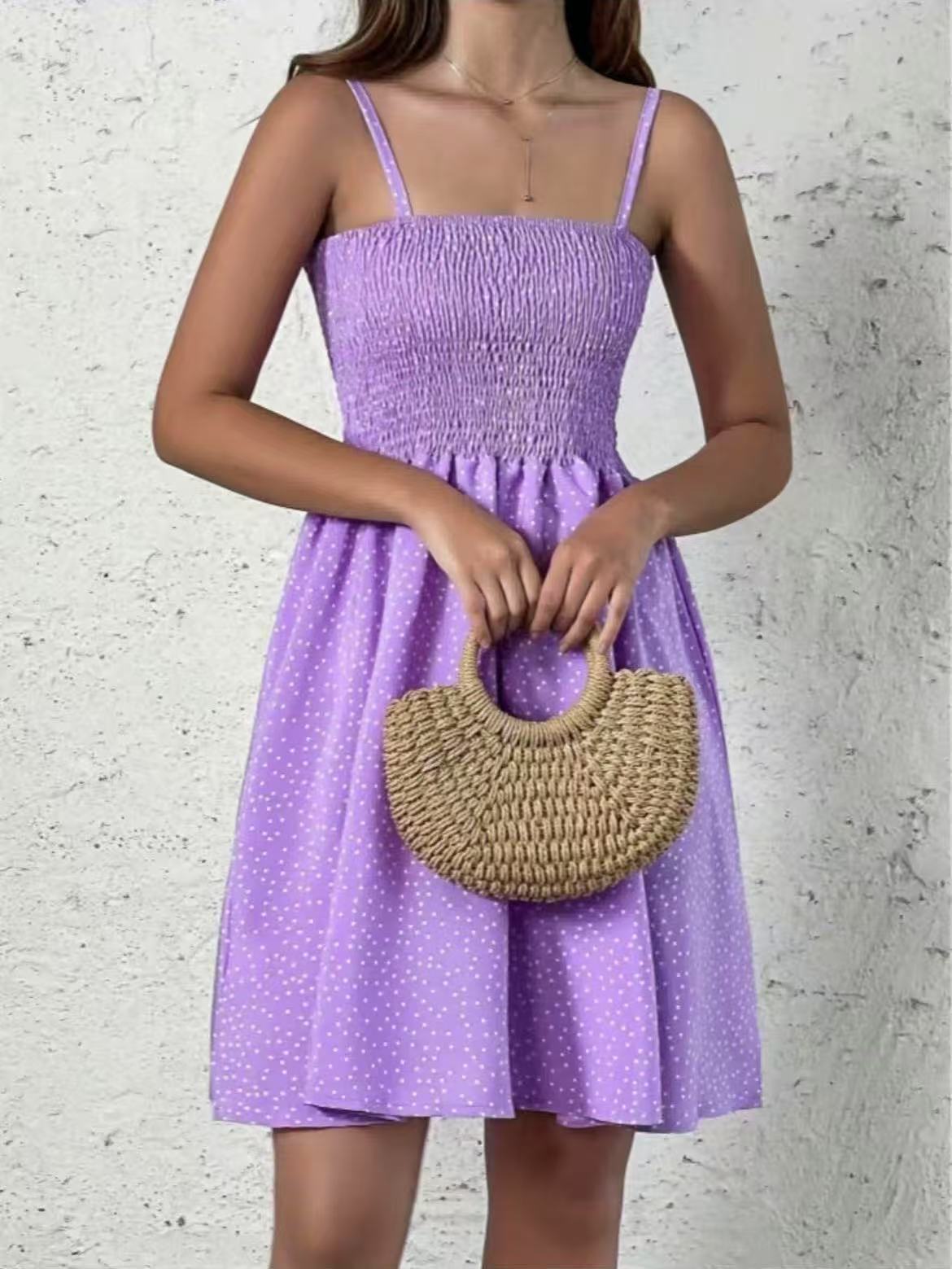 Dot-patterned slingback mini dress - Image 5