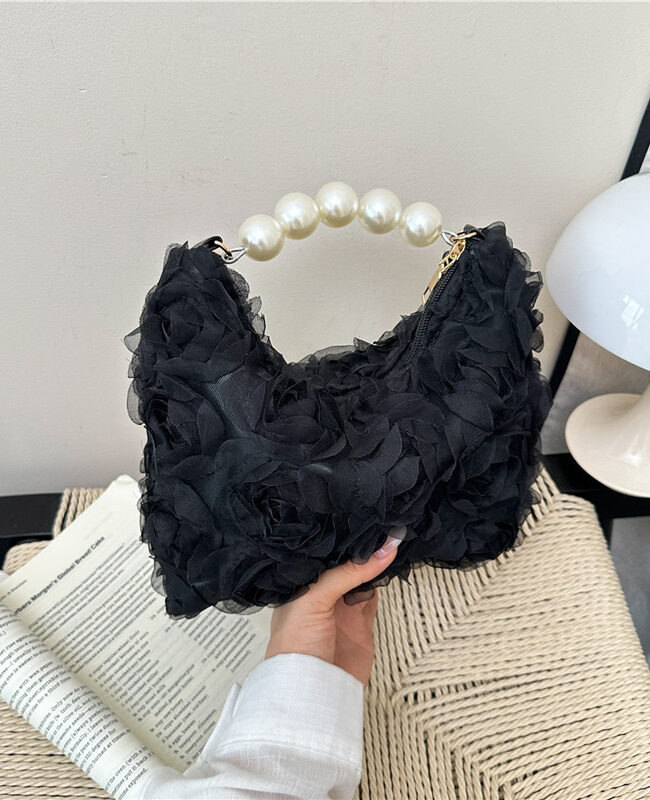 The Zoe Elegant Lace Rose Pearl Handbag Detail – La Rose Couture Handbags & Clutches