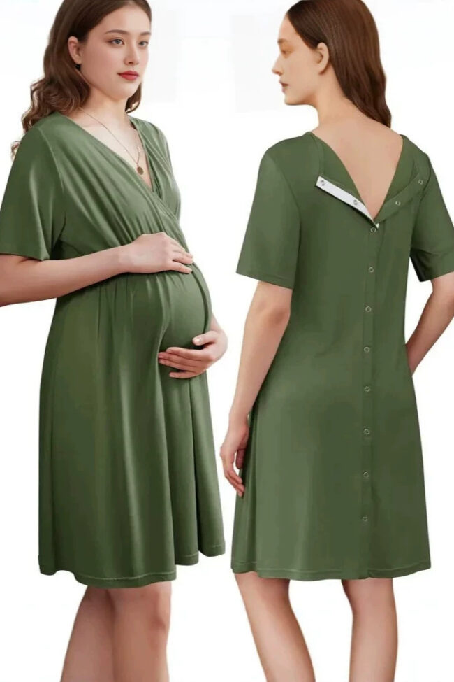 Loose V Neck Short Sleeve Dress Detail – La Rose Couture Dresses & Gowns
