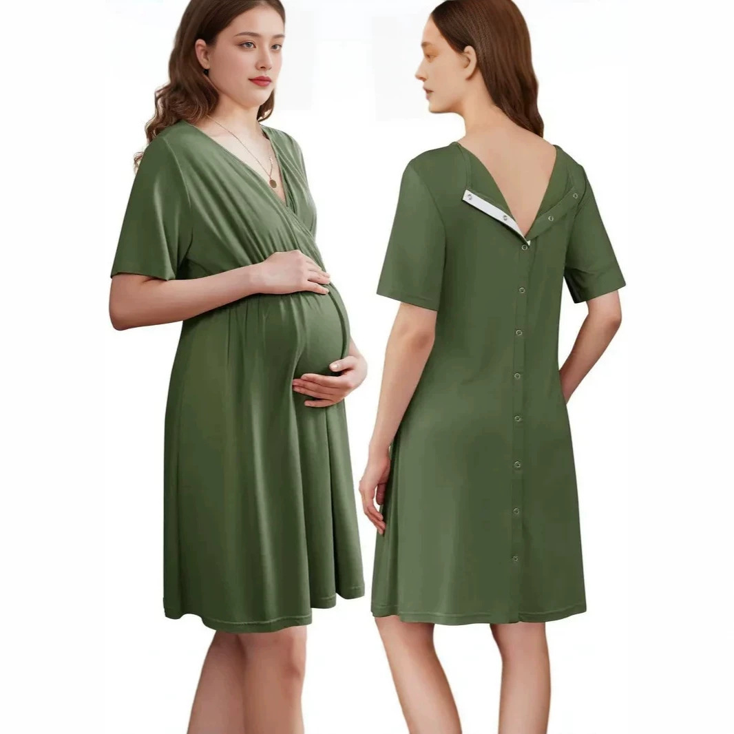 Loose V-Neck Short Sleeve Dress - Image 3