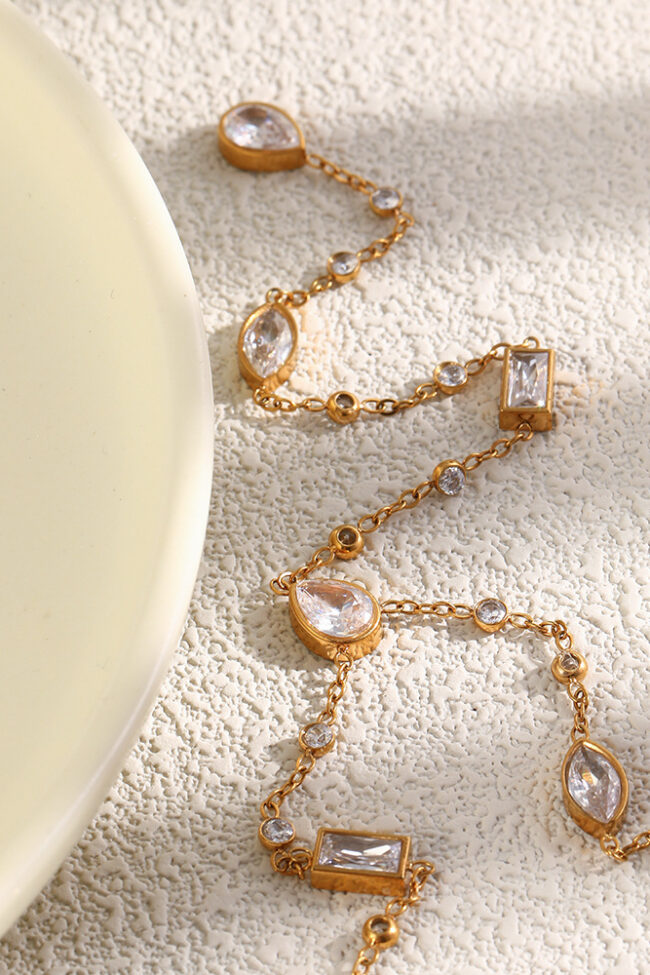 The Capucine Y Shaped Zircon Stainless Steel Necklace Detail – La Rose Couture Jewellery & Accessories