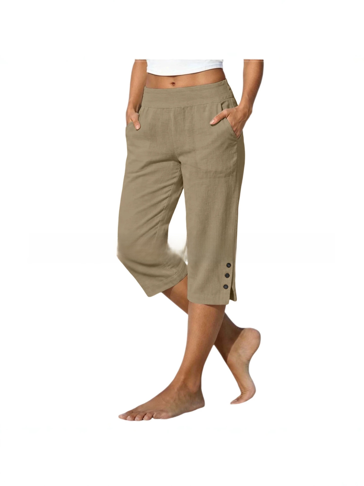 Womens Cotton Linen Straight Leg Pants
