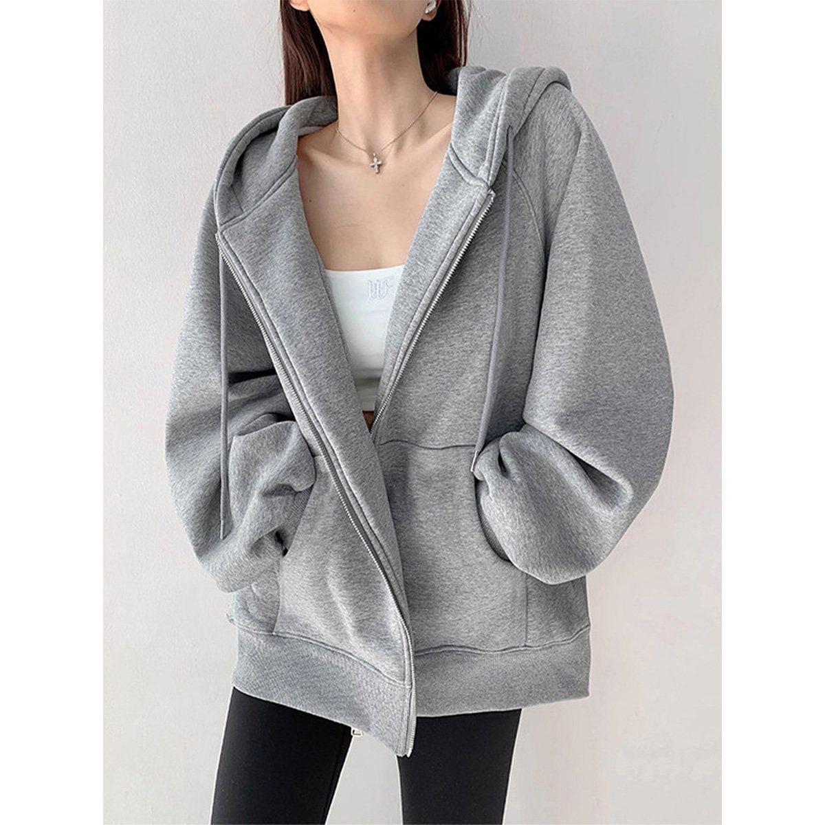 Cardigan casual hooded sweatshirt