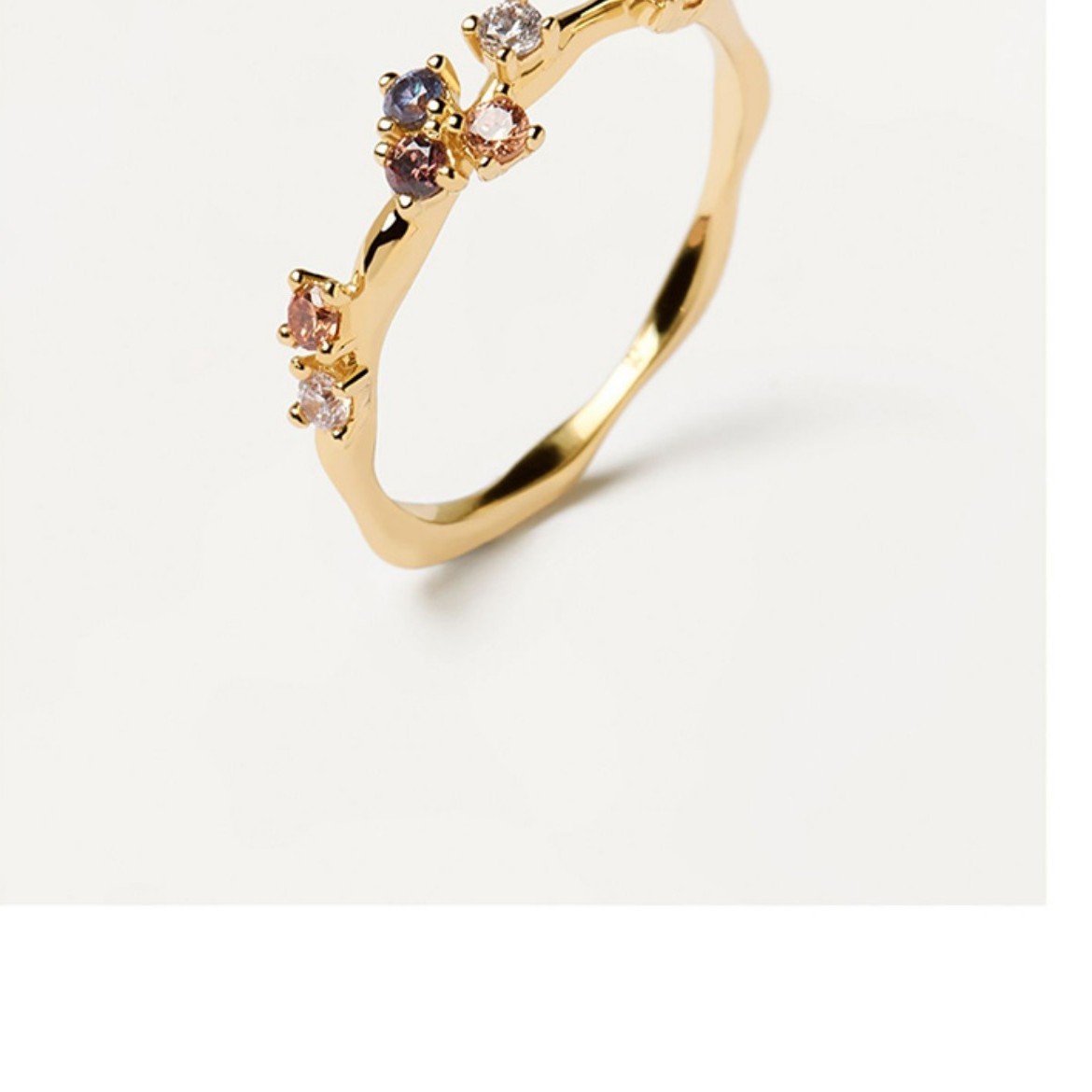 Adjustable Open Zirconium Ring with Simulated Diamonds - Image 4
