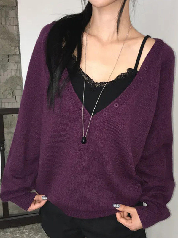 Women's V-Neck Button Knitted Cardigan Long Sleeve Loose Casual Outerwear - Image 4