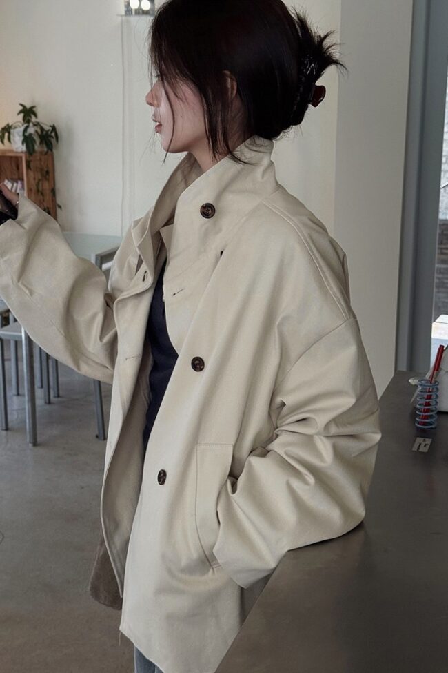 The Garance Double Breasted Windbreaker Jacket Detail – La Rose Couture Coats & Jackets