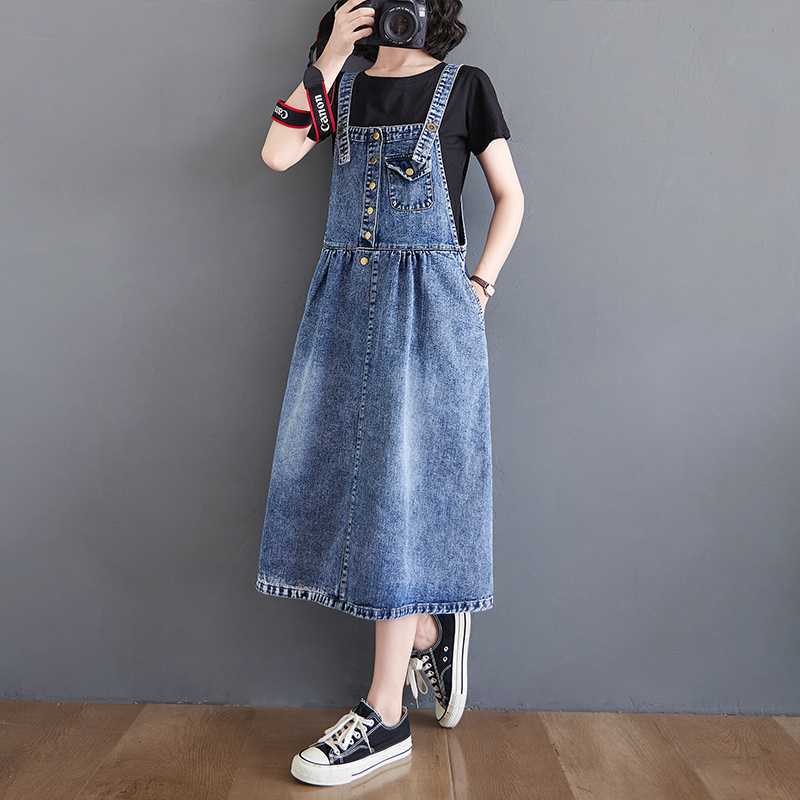 Women's Slimming Denim Suspender Dress - Image 4
