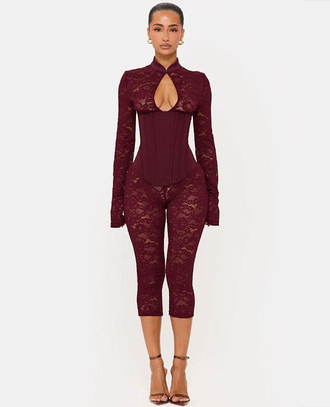 The Clothilde Elegant Lace Up Bodycon Jumpsuit – La Rose Couture Dresses & Gowns