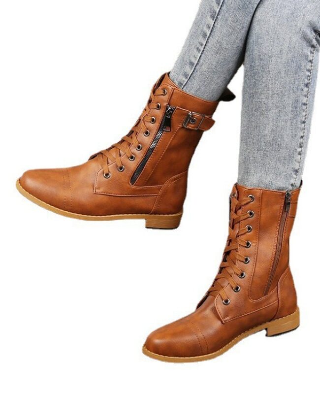 The Yvette Low Heel Round Toe Side Zipper Ankle Boots Detail – La Rose Couture Shoes & Footwear