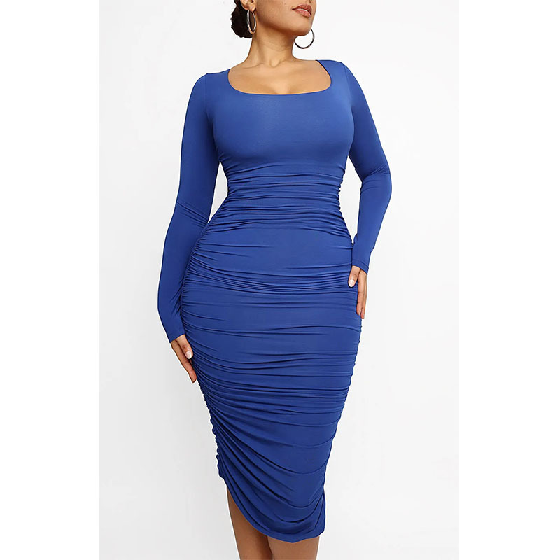 Square Neck Bodycon Dress with Slim Fit - Image 4