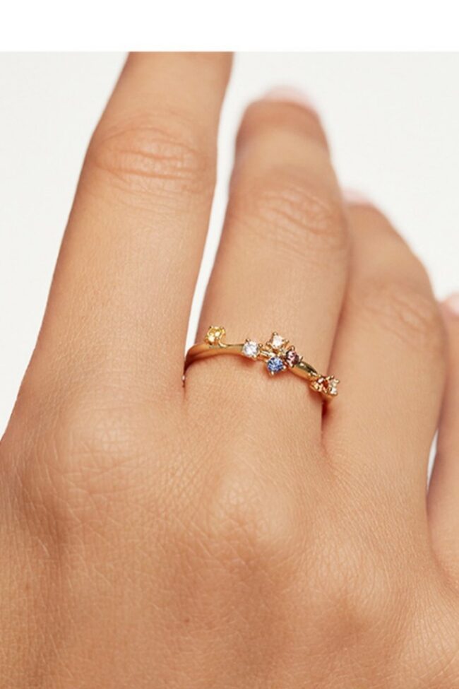 The Pascaline Adjustable Open Zirconium Ring with Simulated Diamonds Detail – La Rose Couture Jewellery & Accessories
