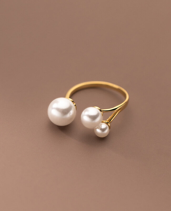 The Adele S925 Silver Adjustable Open Ring with Synthetic Pearl Bead for Jewelry Detail – La Rose Couture Jewellery & Accessories