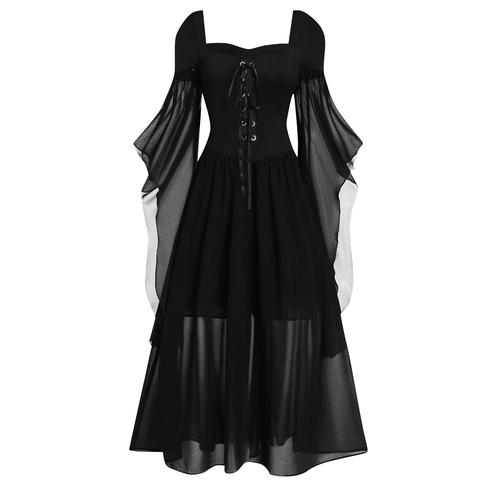 Witch Style Long Dress with Flare Sleeves - Image 2