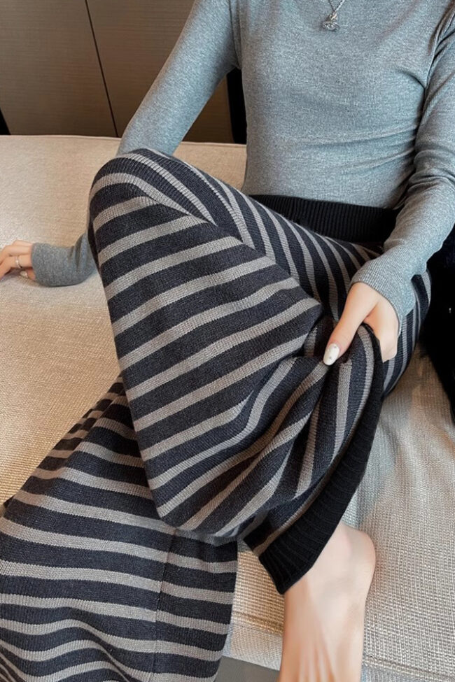 The Delphine Striped High Waist Wide Leg Pants Detail – La Rose Couture Trousers & Skirts