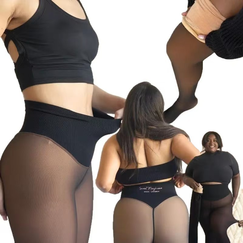 Fleece-Lined Translucent Yoga Leggings - Image 2