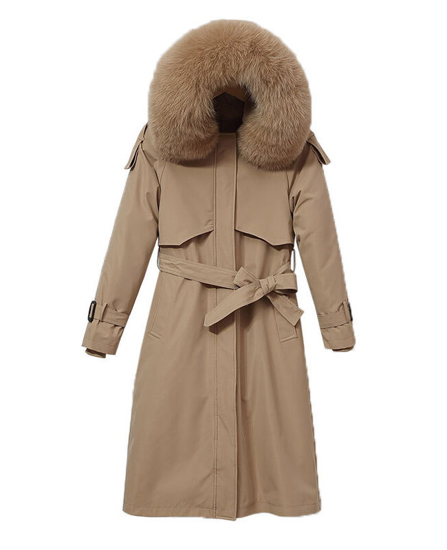 The Cyrielle Long New Winter Over the Knee Cotton Coat Detail – La Rose Couture Coats & Jackets