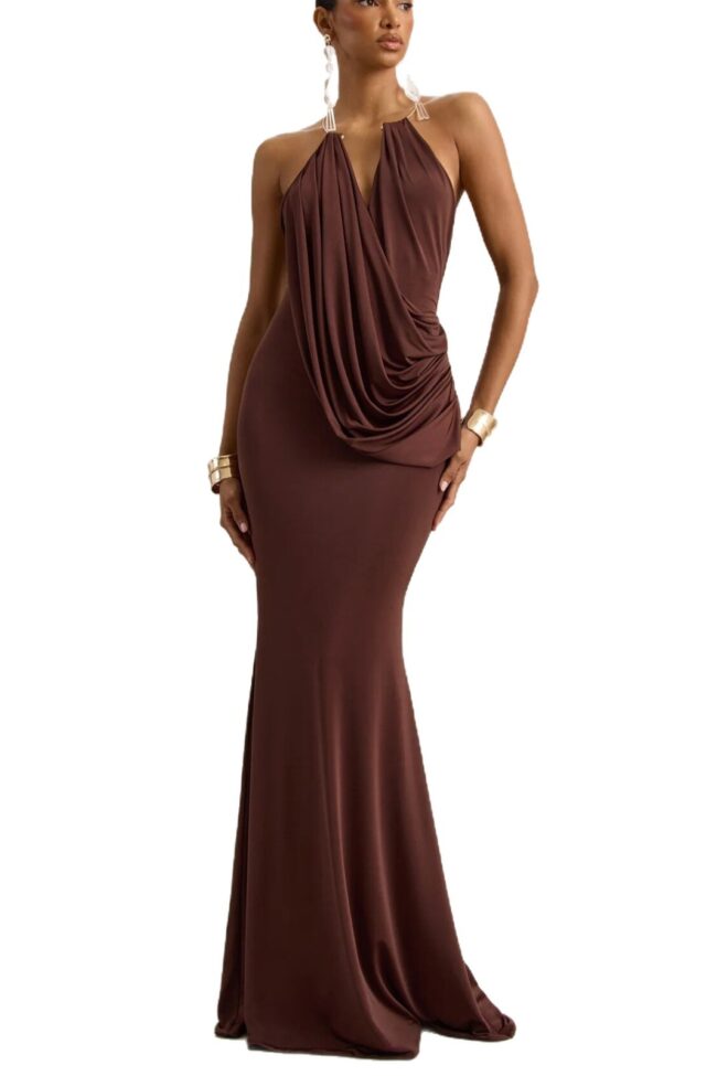 The Sylvie Pleated Off Shoulder Bodycon Dress Detail – La Rose Couture Dresses & Gowns