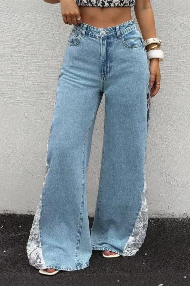The Marlene High Waist Loose Dumped Denim Trousers Detail – La Rose Couture Trousers & Skirts